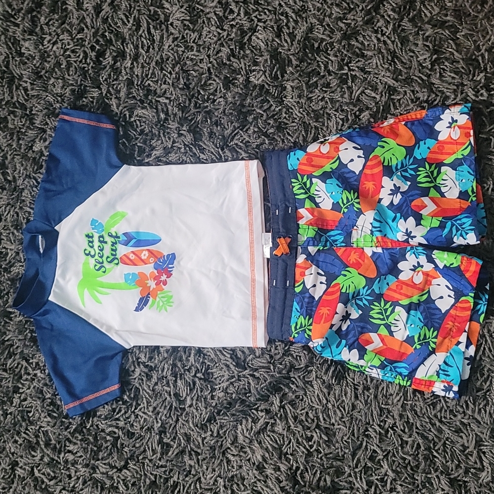 🏄‍♂️Toddler Boys Size 4T Swim Trunks and Rashguard🏄🏾‍♂️
